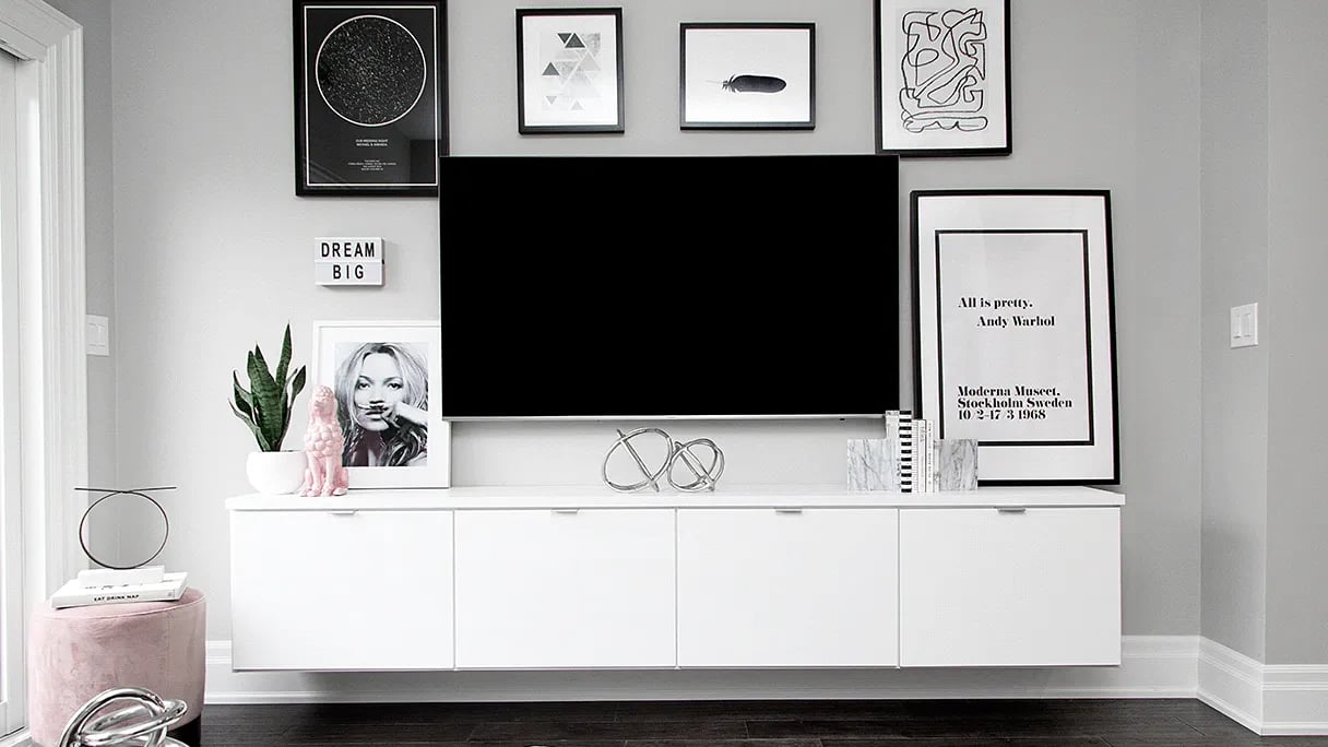 White floating media center