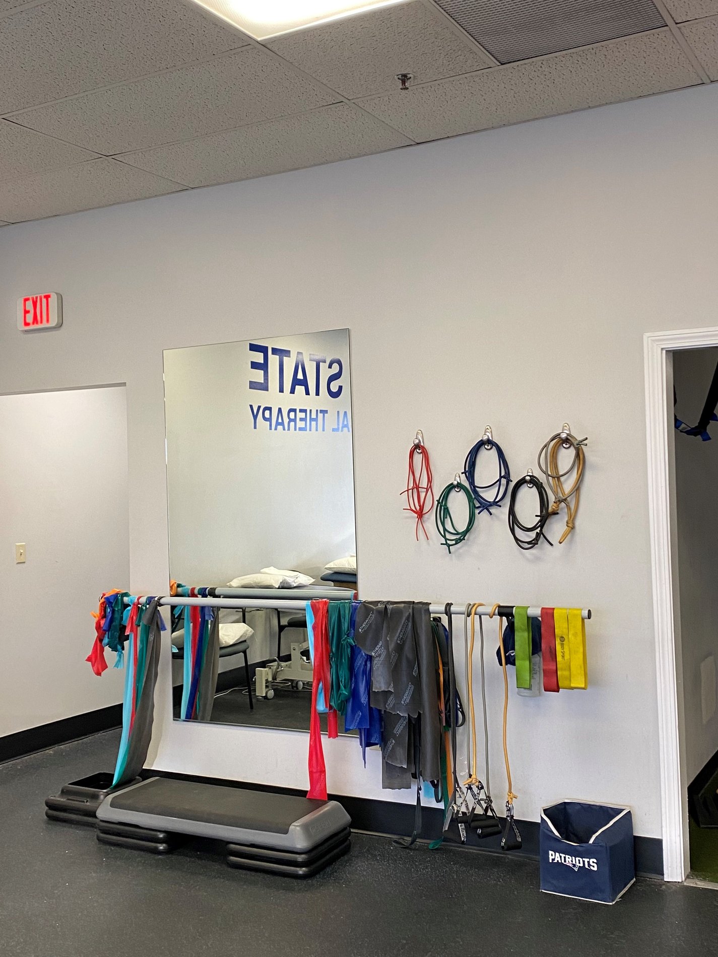 Inside Bay State Physical Therapy Chelmsford, MA Parkhurst St. showing PT equipment.