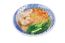 あっさりしたスープにしっかり味付けされたワンタンがのった餛飩意麺NT$55