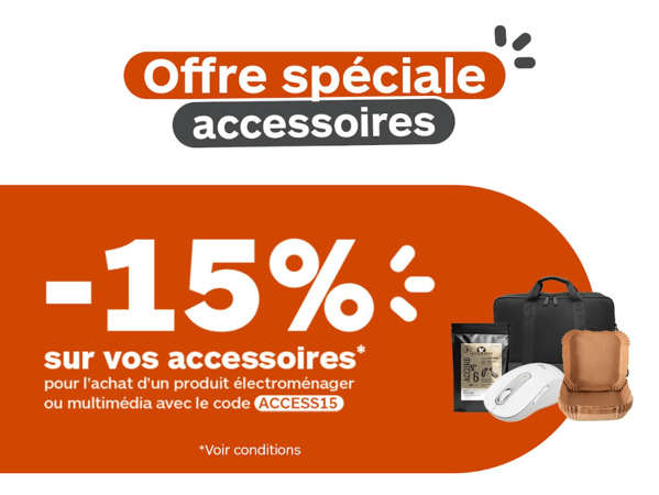 🎁 Offre spéciale accessoires : -15 % de remise immédiate sur les accessoires !