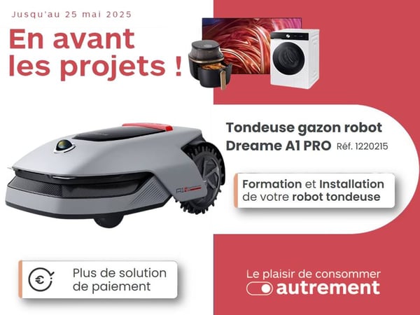 Boulanger Anglet

Tondeuse robot Dreame A1 PRO

Robot tondeuse gazon Boulanger

En avant les projets Boulanger

Installation robot tondeuse Anglet

Formation robot tondeuse Boulanger

Jardin autonome Boulanger Anglet

Offre robot tondeuse mai 2025

Solution de paiement Boulanger

Tondeuse automatique Dreame Anglet