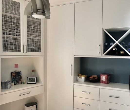 White pantry with wine storage