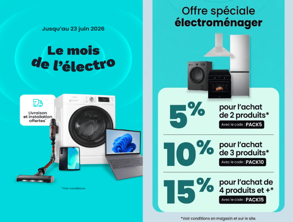 Nouveau catalogue Le mois de l'électro. Profitez de Promos et d'offres exceptionnelles sur l'électroménager et le multimédia