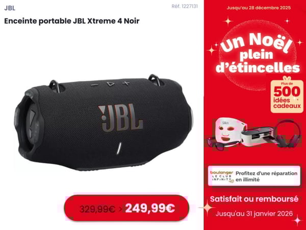 Offre spéciale JBL Xtreme 4 : votre enceinte Bluetooth à prix réduit chez Boulanger Biganos Arcachon, mios, la-teste-de-buch.