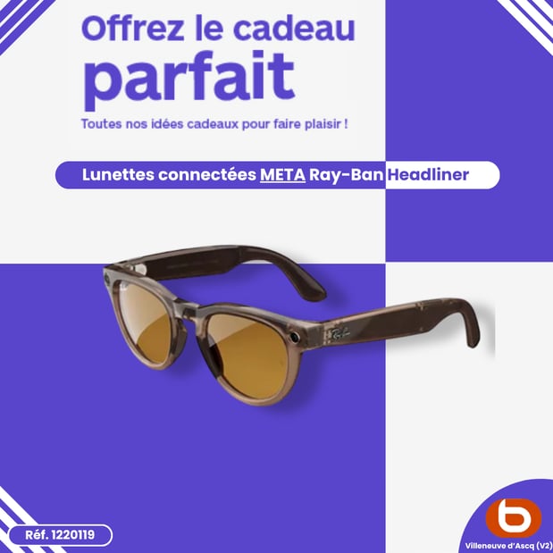 Lunettes connectées META Ray-Ban Headliner, Roche Brillante, Transitions® Jaune Safran