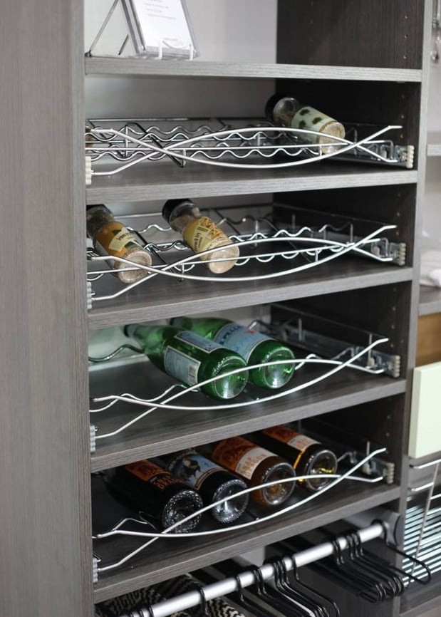 Spice rack and beverage shelves