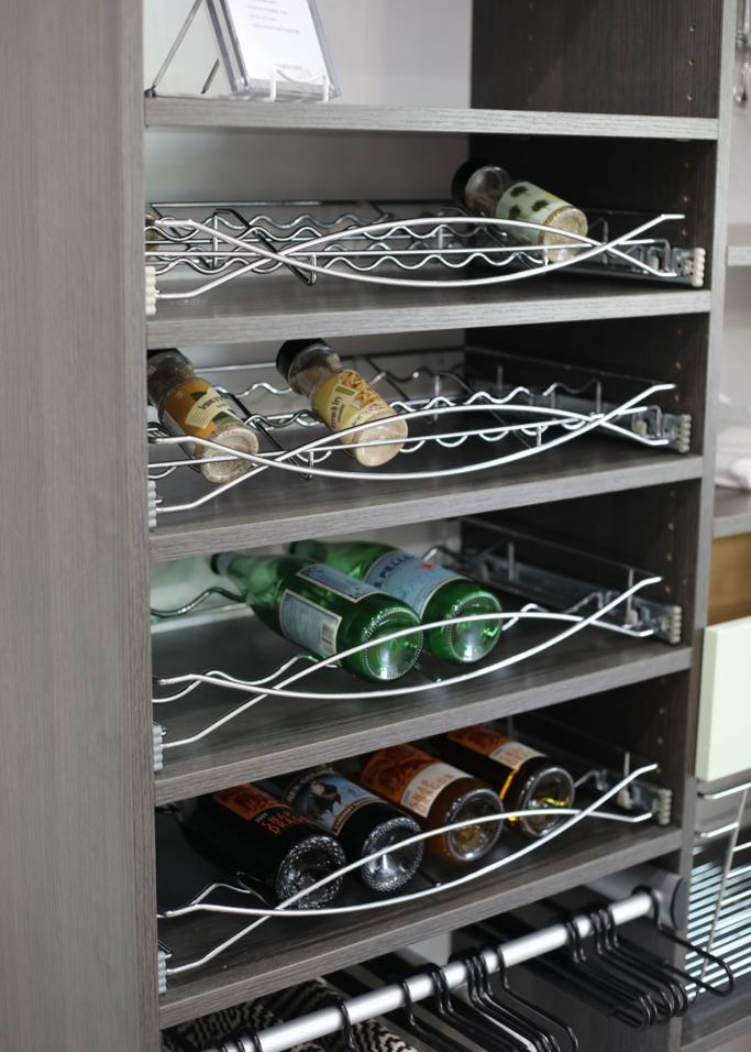 Spice rack and beverage shelves