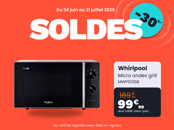 Micro ondes grill WHIRLPOOL MWP103SB en promotion dans votre magasin boulanger lille