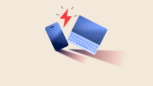 Illustration of a mobile phone and a laptop