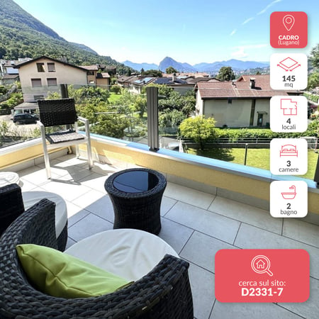 Lugano-Cadro ampio appartamento 4,5 locali in vendita