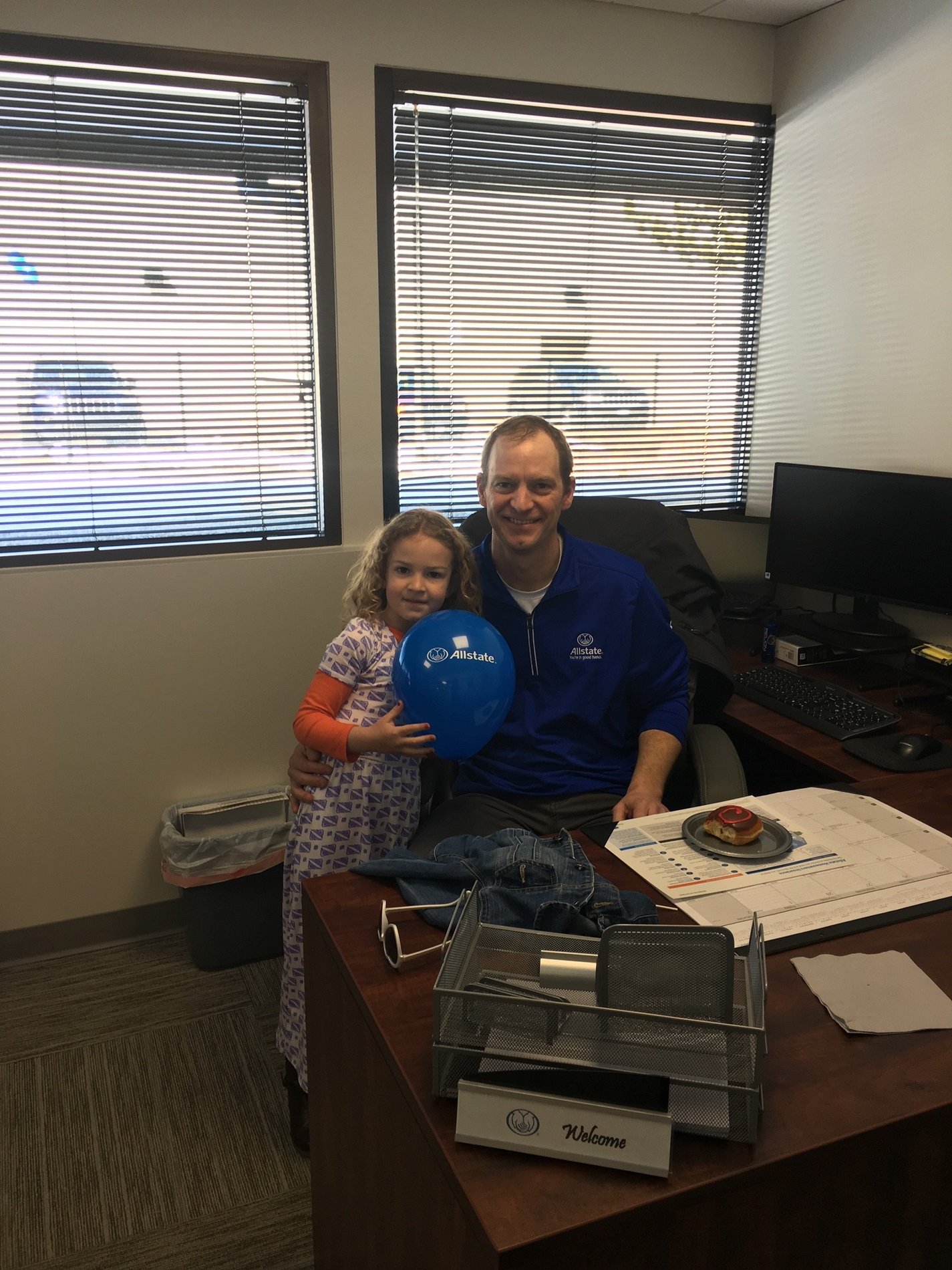 Adam working hard with his daughter