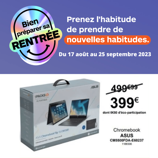 Pack PC portable Chromebook Asus dans votre magasin Boulanger Arras!