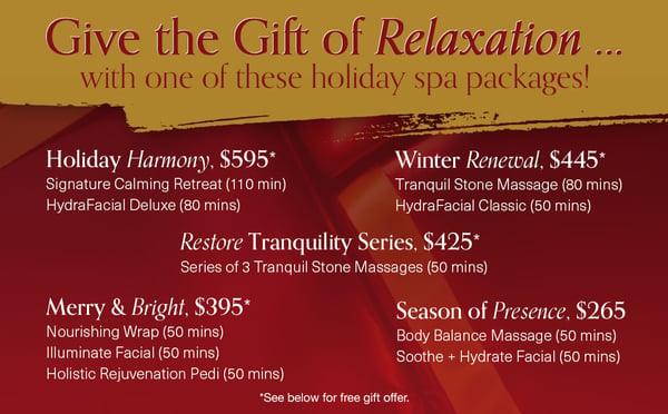 Give the Gift of Relaxation ... with one of these holiday spa packages!