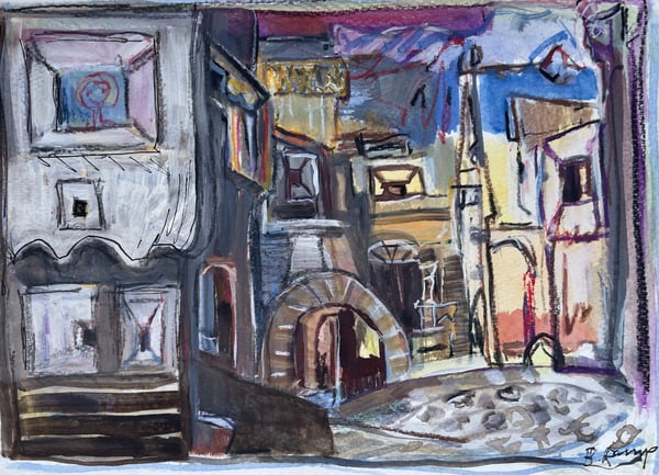Bündner Bergdorf, Bild von Barbara Ramp, Kunst www.rampart.ch