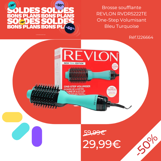 Brosse soufflante REVLON RVDR5222TE One-Step Volumisant Bleu Turquoise