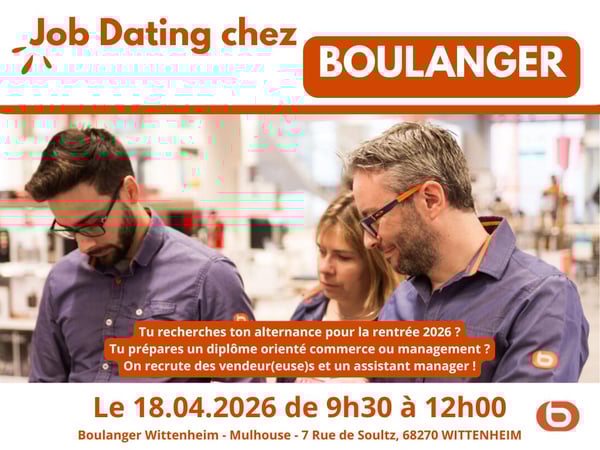 job dating, boulanger, wittenheim, mulhouse, recrutement, alternant, alternance, vente, management, darty, multimédia, électroménager