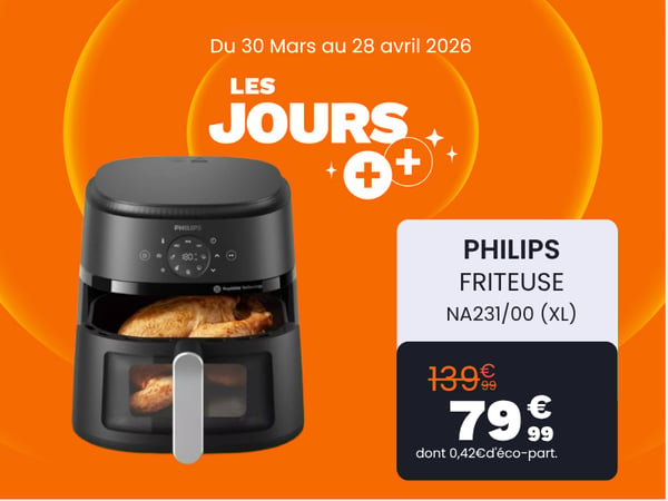 Airfryer PHILIPS NA231/00 Friteuse sans huile avec fenêtre de cuisson Noir/Argent, Série 2000 6.2L