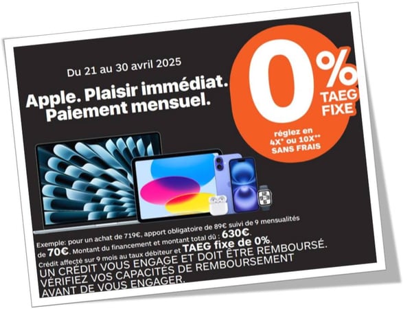 4X & 10X sans Frais sur Tout Apple : Macbook, Iphone, iPad, Airpods..... Tout pour se faire plaisir et faire plaisir à Boulanger Montauban