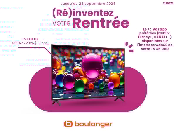 TV LED LG 55UA75 2025 (139cm) dans votre magasin Boulanger Saint Omer !
