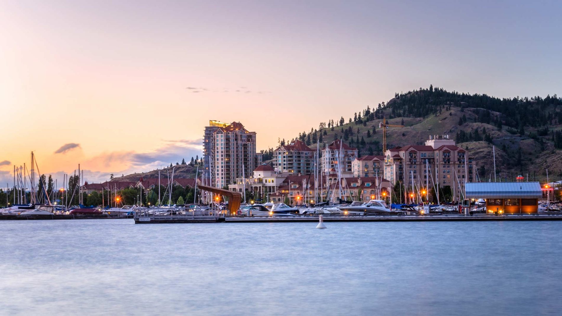 Sunset view of Kelowna's water front