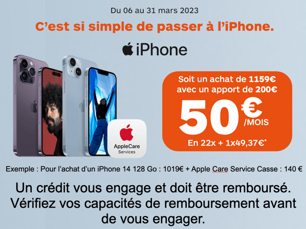 Financement iPhone à  Boulanger La Rochelle Angoulins