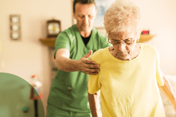 A home health physical therapist providing fall reduction care