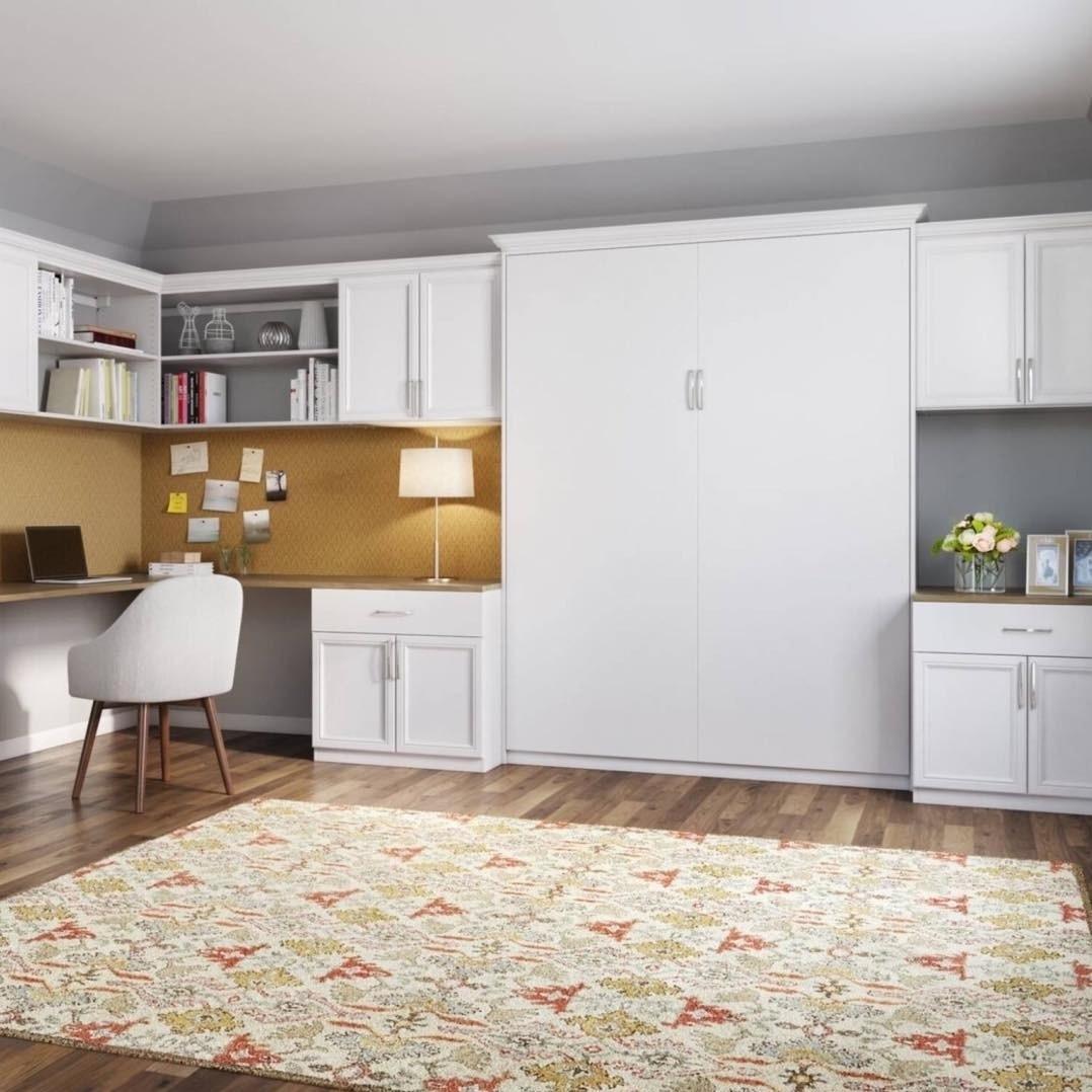 Richmond - Custom closets - White Murphy bed connected to a corner desk with white cabinetry