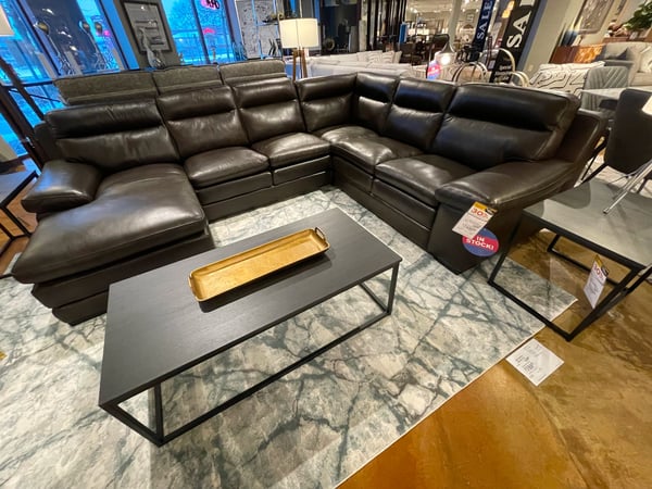 Slumberland Furniture Store in Waite Park,  MN - Black Leather sectional