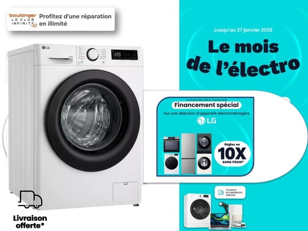 Rééquipez vous d'un lave linge LG à Arcachon ! Profitez du financement 10 sans frais à Boulanger Biganos.
