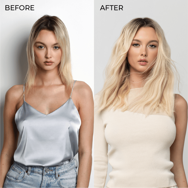 Before and after using hairtalk® Extensions