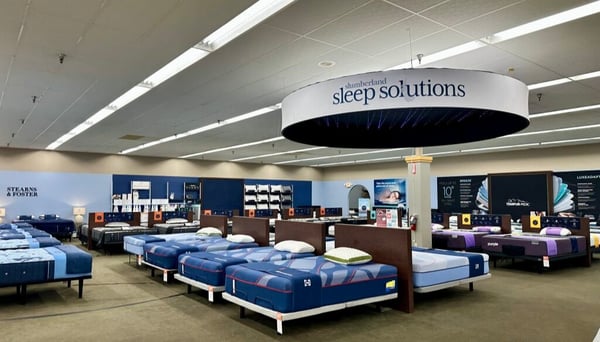 Slumberland Furniture Burlington mattress gallery featuring top brands like Tempur-Pedic, Stearns & Foster, Purple, Sealy, and Nectar. Explore premium mattresses with cooling technology, pressure relief, and adjustable base options in Southeast Iowa’s top-rated Sleep Solutions Center.