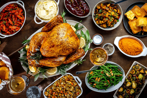 thanksgiving dinner on a table