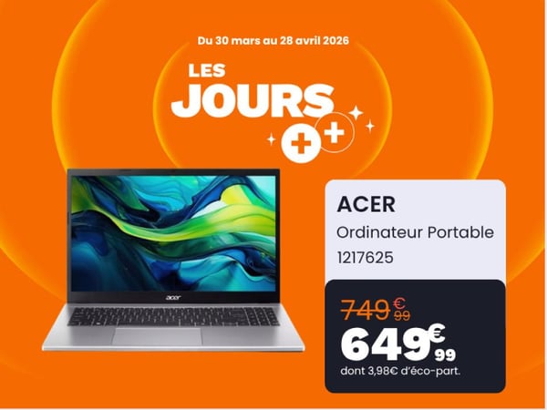 Vous recherchez un PC portable ? Profitez de nos offres incroyables pendant les jours ++ chez Boulanger Anglet!!!