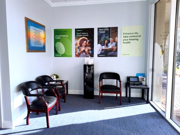 Interior photo of the lobby for AudioNova hearing clinic in Jupiter, FL