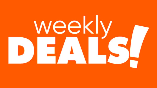 weekly deals text on orange background