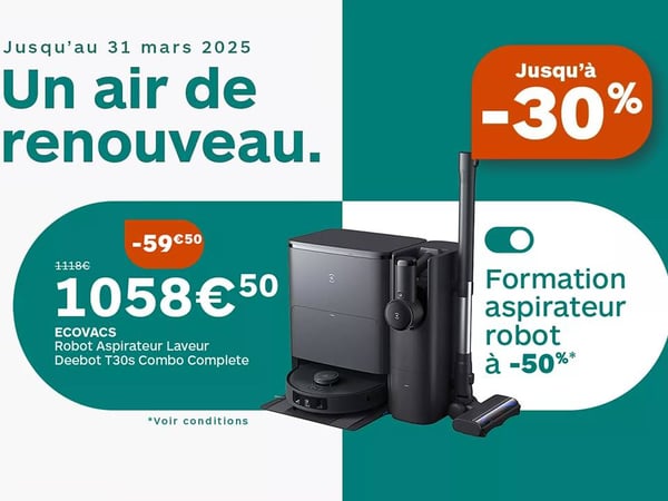 ✨🧹 Découvrez l’aspirateur robot laveur Ecovacs T30 à Toulouse Saint-Orens ! Profitez de la formation à domicile pour les 1ers pas de votre aspirateur robot laveur Ecovacs à Boulanger Toulouse Saint-Orens ! 🧽✨