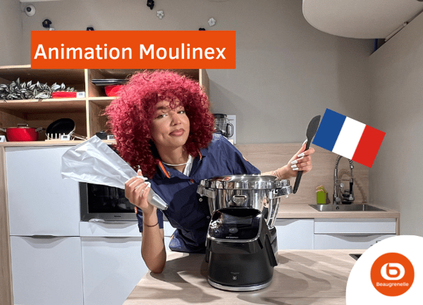 animation moulinex, avec le robot companion, à l'occasion de la fête nationale française à boulanger beaugrenelle. boulanger paris