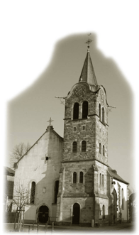 1902: Umbau der Kirche mit Errichtung des 36m hohen Turms
2002: originalgetreue Erneuerung der fast mannshohen und ca. 45 Kilo schweren Ziffernblätter sowie des Zeigers.