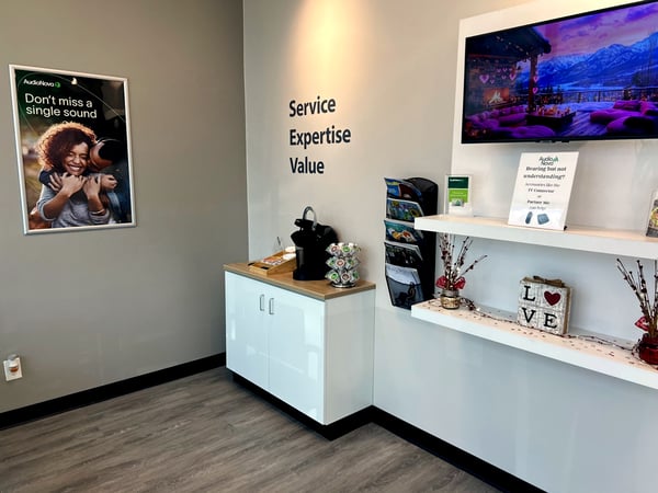 Interior photo of the hearing aid lab for AudioNova hearing clinic in Leesburg, FL