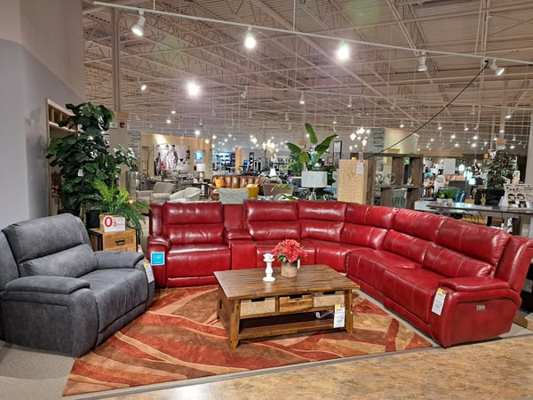 Slumberland Furniture Store in Springfield,  IL - Red Leather Sectional