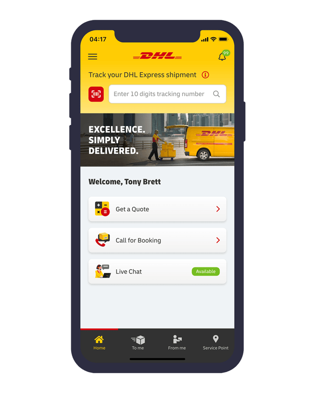 Descargue la aplicación DHL Express Mobile para monitorear y administrar sus envíos.