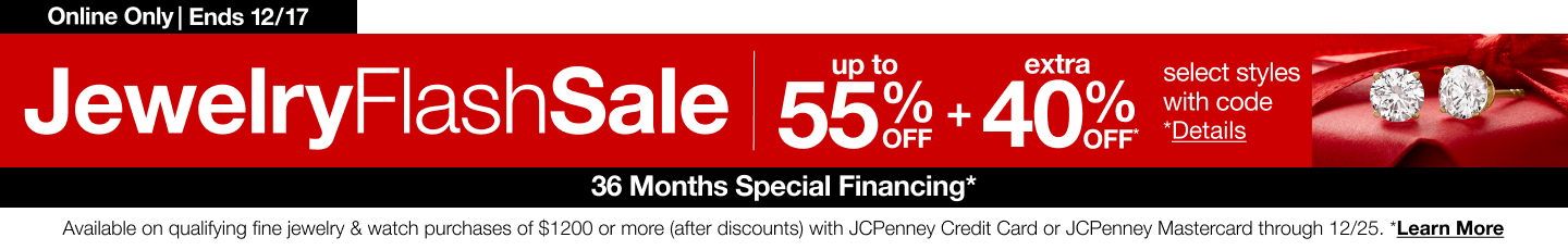 Save up to 55% off plus an extra 40% off during JCPenney's Jewelry Flash Sale