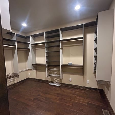 Greensboro - Custom closets - Walk-in closet with plenty of racks for hanging clothing and shelves for storage