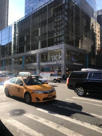 The Nordstrom Rack logo at their 865 6th Ave, New York, NY