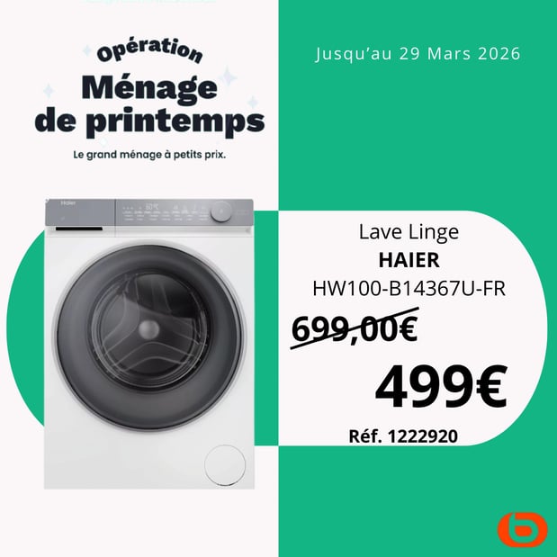 Lave linge hublot HAIER HW100-B14367U-FR