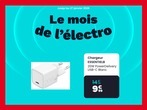 Chargeur ESSENTIELB 20W PowerDelivery USB-C Blanc