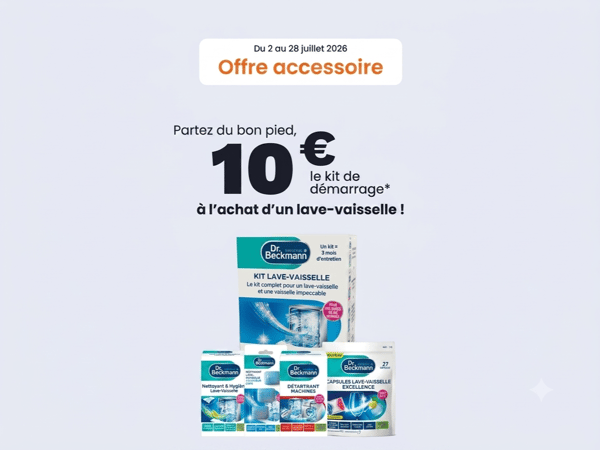 Offre accessoire Dr. Beckmann à 10€ pour l'achat d'un lave-vaisselle chez Boulanger Chambéry.