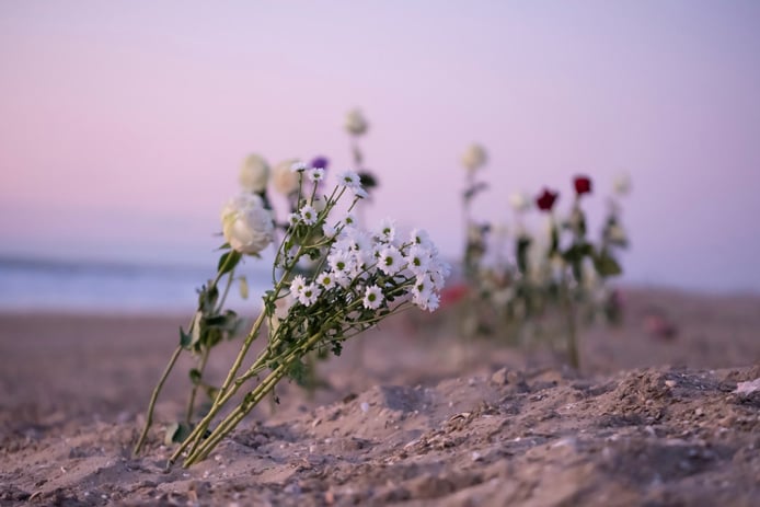 Looking out to sea from the beach- Burial at sea