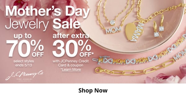 Save up to 70% off on mother's day jewelry at JCPenney