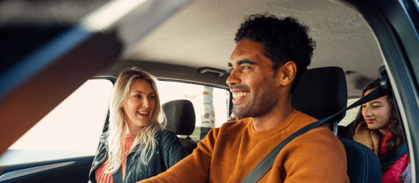 family driving in a car
